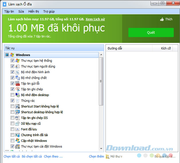 làm sạch ổ đĩa