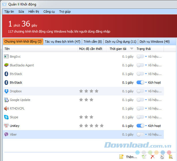 Tắt chương trình khởi động cùng windows