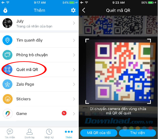 Kết bạn bằng mã QR