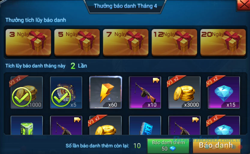 Báo danh để nhận thưởng là vàng