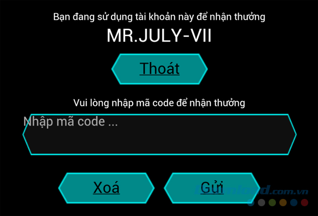 Nhận thường từ mã quà tặng