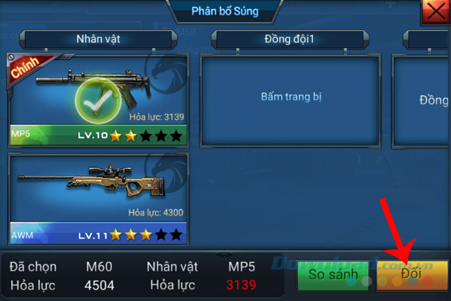 Tiến hành thay đổi súng