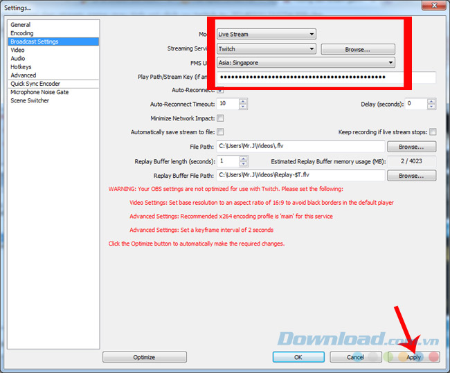 Cài đặt để stream game Cài đặt để stream game
