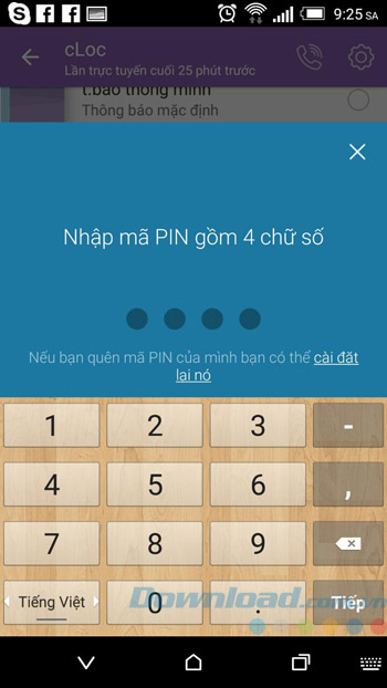 Nhập mã pin Nhập mã pin
