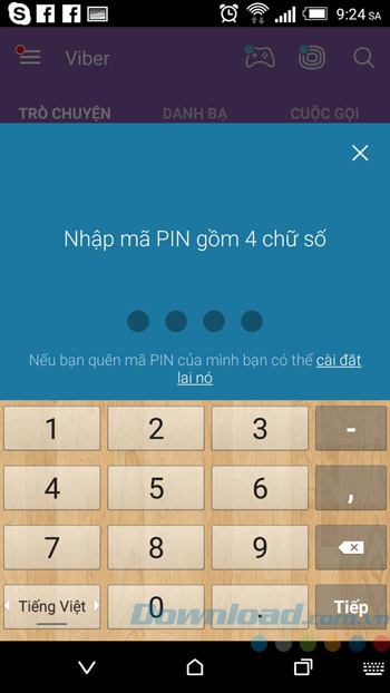 Nhập mã pin Nhập mã pin