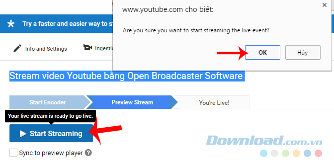 Bắt đầu streaming Bắt đầu streaming