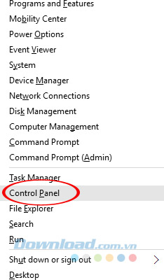 Nhấn vào Control Panel