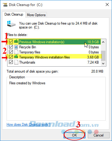 Xóa file Windows Old