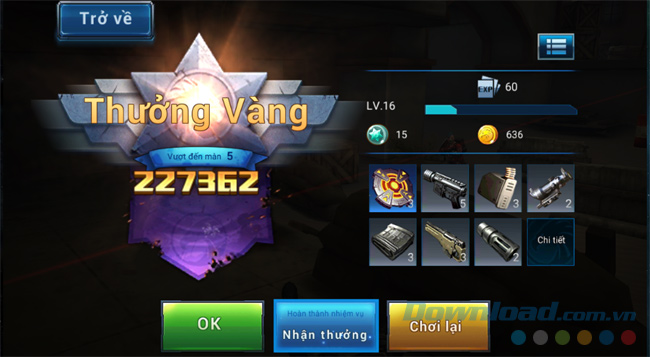 Vào thách đấu để nhận thưởng nguyên liệu nâng cấp