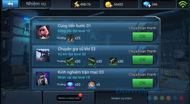 Nhận nguyên liệu nâng cấp khi tham gia làm nhiệm vụ