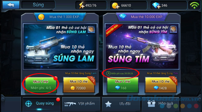 Mua nguyên liệu nâng cấp trong shop