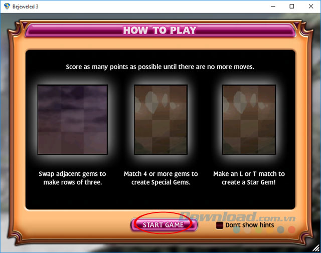 Bắt đầu chơi game Bejeweled
