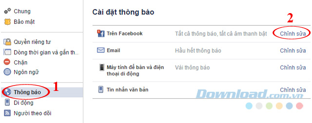 Cài đặt thông báo
