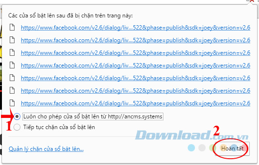 Chặn cửa sổ popup