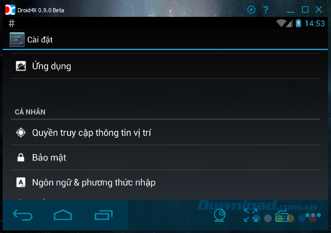 Chuyển ngôn ngữ tiếng Việt cho Droid4X Chuyển ngôn ngữ tiếng Việt cho Droid4X