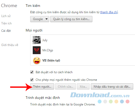 Thêm tài khoản vào Chrome Thêm tài khoản vào Chrome