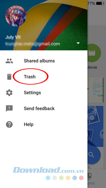 Nhấn vào Thùng rác Nhấn vào Thùng rác