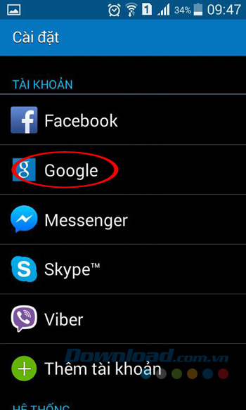 Gmail-Google Nhấn vào Google
