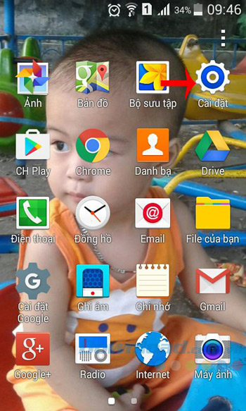 Nhấn vào Cài đặt Nhấn vào Cài đặt