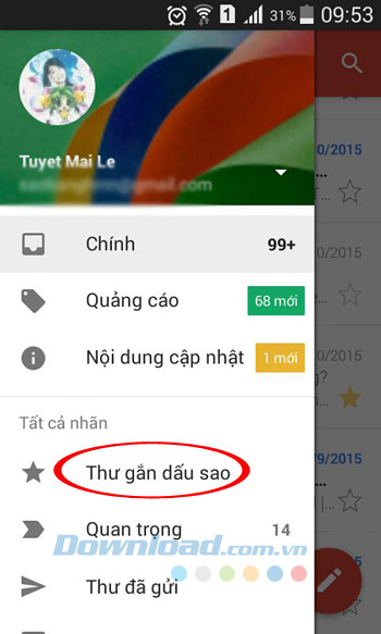 Thư gắn dấu sao Thư gắn dấu sao