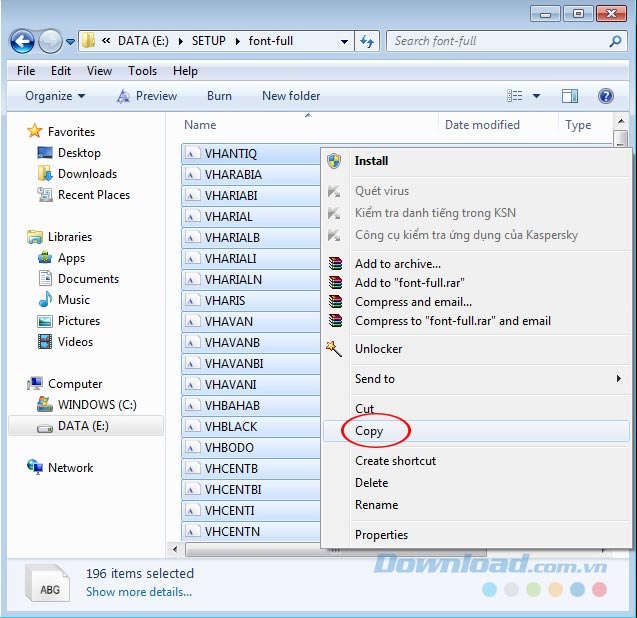 Photoshop không có font chữ tiếng Việt