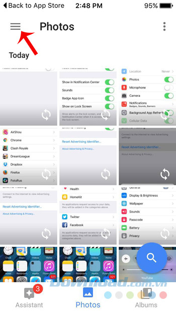 Giao diện chính Google Photos