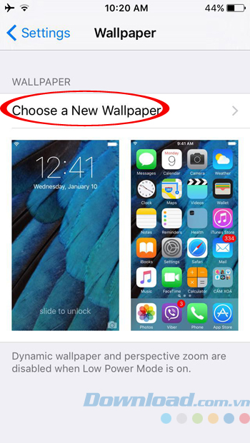 Chọn hình nền mới