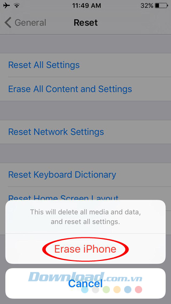 Khôi phục cài đặt gốc