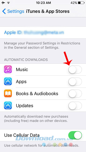 Tắt tự động download