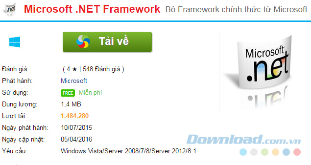 Cách tải Microsoft .NET Framework về máy tính