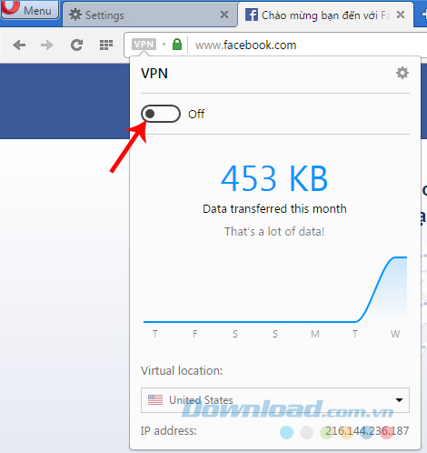 Bật / tắt VPN trên Opera Developer Bật / tắt VPN trên Opera Developer