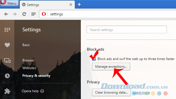 Chặn quảng cáo bằng Opera Developer Chặn quảng cáo bằng Opera Developer