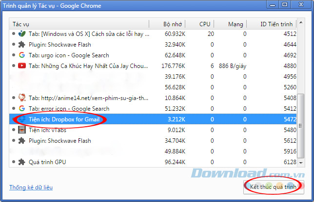 Tắt các tab bị treo trên Chrome Tắt các tab bị treo trên Chrome