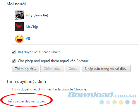 Cài đặt nâng cao trong Chrome Cài đặt nâng cao trong Chrome