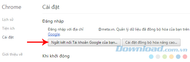 Ngắt kết nối Chrome với tài khoản Google Ngắt kết nối Chrome với tài khoản Google