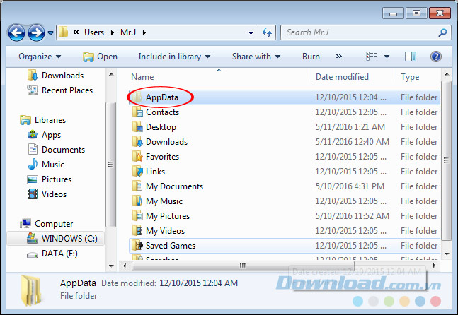 Cách làm hiện thư mục AppData Cách làm hiện thư mục AppData