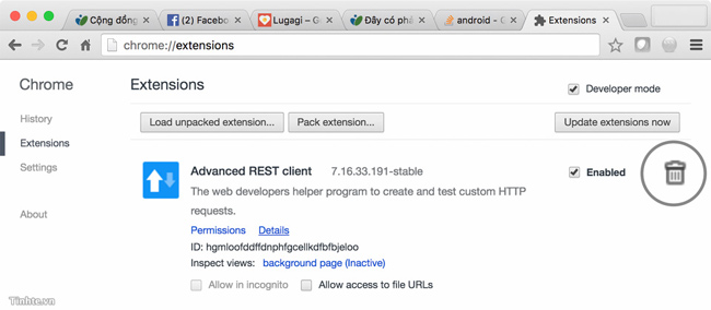 xóa tiện ích trên Chrome xóa tiện ích trên Chrome