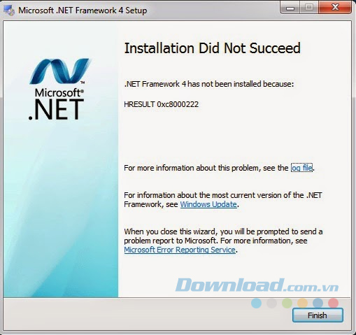Lỗi cài đặt Net Framework 4