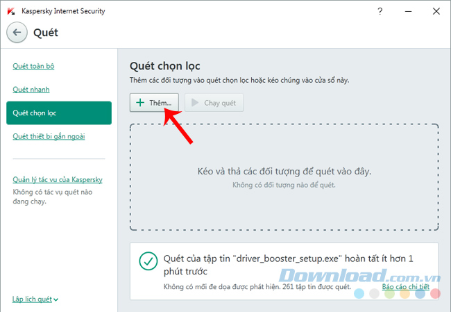 Thêm đối tượng quét trong Kaspersky Internet Security Thêm đối tượng quét trong Kaspersky Internet Security