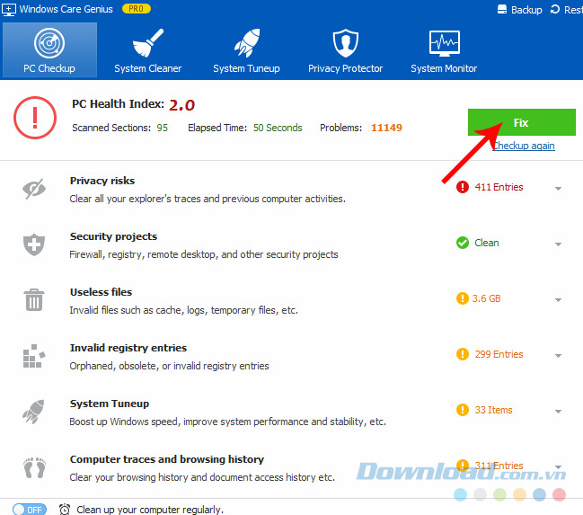 Tăng tốc máy tính bằng Windows Care Genius