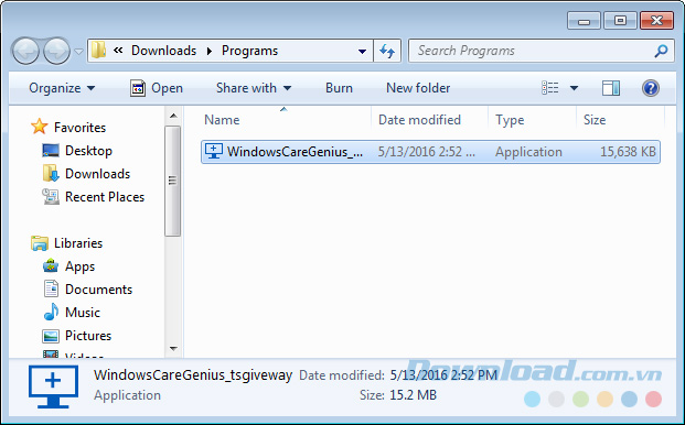 Cài đặt Windows Care Genius