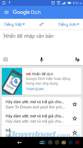 Dịch văn bản bằng Google Translate