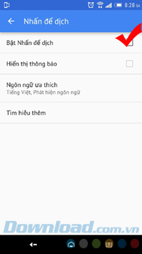 Kích hoạt tính năng tap to translate