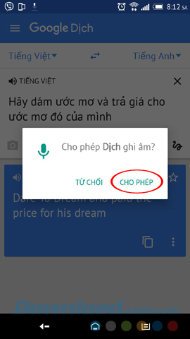 Dịch văn bản được ghi âm lại