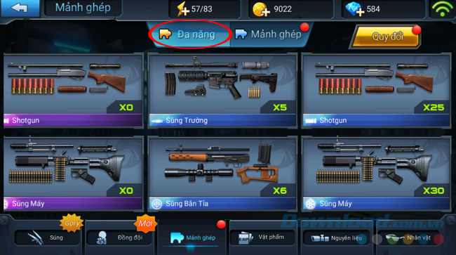 Sử dụng mảnh ghép để tạo thành súng