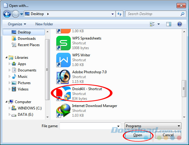 Cài file APK vào Droid4X Cài file APK vào Droid4X