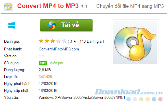 Download phần mềm MP4 to MP3 Download phần mềm MP4 to MP3
