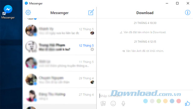 Giao diện Facebook Messenger