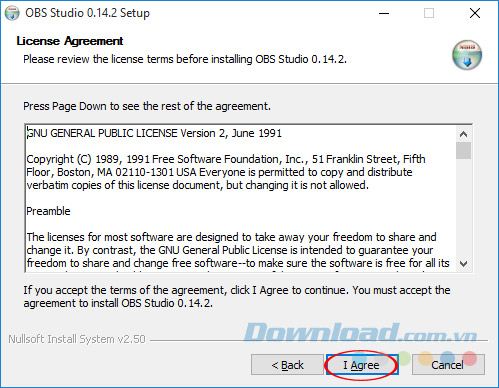 Đồng ý cài đặt OBS Studio Đồng ý cài đặt OBS Studio
