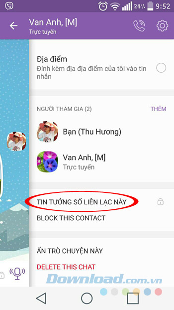 Tin tưởng số liên lạc Tin tưởng số liên lạc